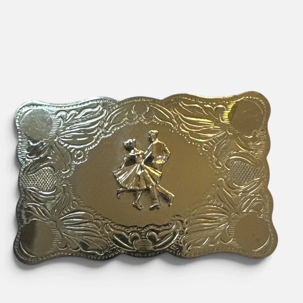 Vintage Sand & Sage Denver Colorado Square Dance Nickel Silver Belt Buckle